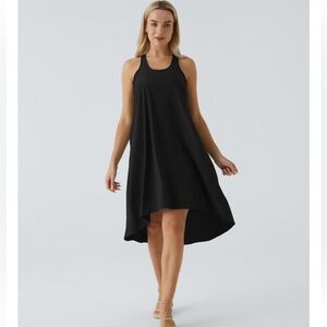 Halara Black Racerback Midi Dress Built-In Bra Pockets Athleisure 2X